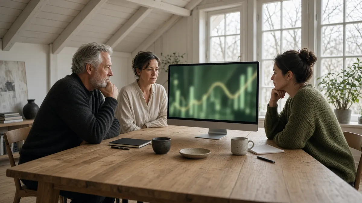 People at a table reviewing a chart together